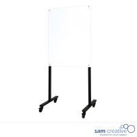 Whiteboard Glas Weiß Magnetisch auf schwarzem mobilen Ständer 100x200 cm